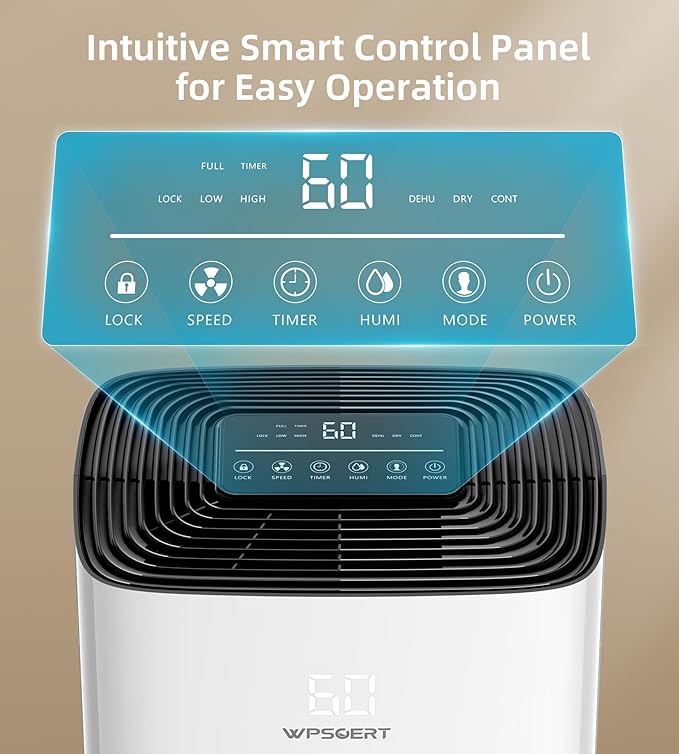100 Pint Dehumidifier for Home and Basement, 6L Water Tank, 7000 Sq.Ft Coverage with Drain Hose, Smart Humidity Control, Auto Defrost, 24-Hour Timer, Child Lock - Image 5