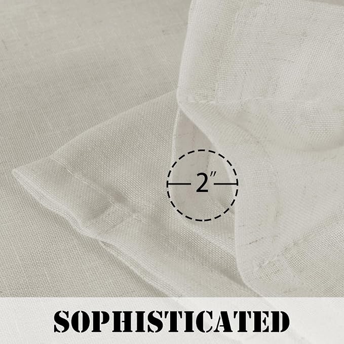 H.VERSAILTEX Linen Curtains Elegant Natural Linen Semi Sheer Curtains Energy Light Filtering Rod Pocket Window Treatments Panels for Living Room (Set of 2, Pale Oak, 52 inch W X 108 inch L) - Image 5