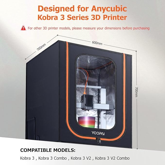 YOOPAI 3D Printer Enclosure with LED Light, Premium Dustproof Tent Constant Temperature Protective Cover for Anycubic Kobra 3 / Kobra 3 Combo/Kobra 3 V2 / Kobra 3 V2 Combo 3D Printers - Image 2