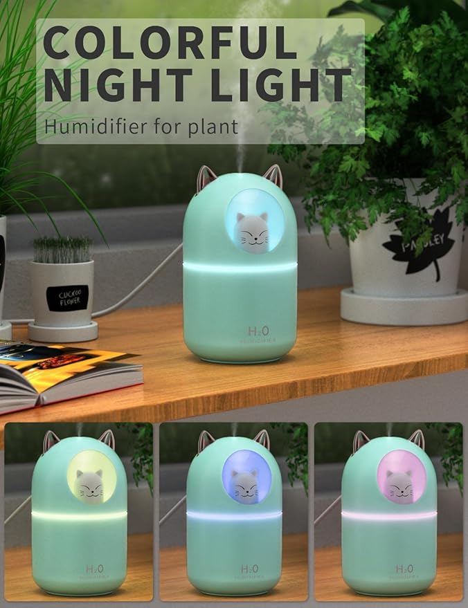 Cool Mist Humidifier,300ml Mini Humidifiers with Night Light,Waterless Auto-Off Air Humidifier,20dB Quiet Humidifiers for Bedroom,Car, Plant for Girl Boy - Image 5