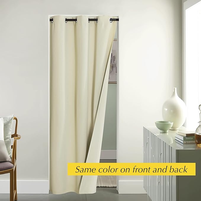 NICETOWN Farmhouse Blackout Patio Sliding Door Curtain Extra Wide, Grommet Room Divider Thermal Insulated Curtain Drapes for French Door/Living Room (Light Beige, W42 x L95, 1 Panel) - Image 4