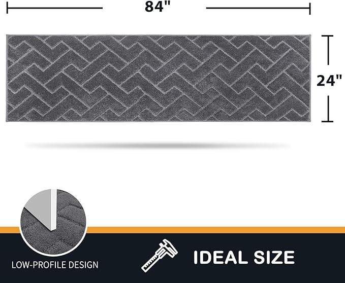 PURRUGS Dirt Trapping Door Mat 24" x 84", Non-Slip Machine Washable Entry Rug, Dog Doormat, Indoor Front Door Mat, Super Absorbent Entryway Rug for Muddy Shoes & Paws, Grey - Image 2
