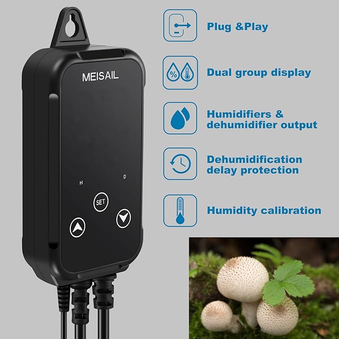 Humidity Controller Greenhouse Shiitake Mushrooms Humidifying dehumidifier humhumidistat controlleridity Humidity Switch Controller for Grow Ten thygrometer humidistat Controller - Image 5
