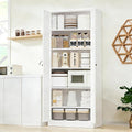 72" Tall Metal Pantry Cabinet with 2 Doors and 5 Adjustable Shelves, Freestanding Kitchen Storage Cabinet, Large White Cupboard Organizer for Kitchen Dining Room Living Room Bathroom,Assembly Required by EKJOfficials