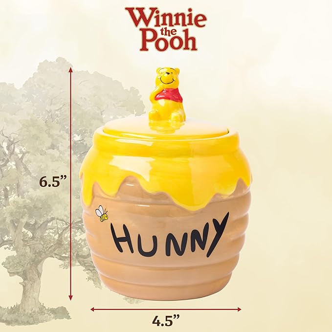 Silver Buffalo Disney Winnie the Pooh Honey "Hunny" Pot Sculpted 3D Hand Painted Ceramic Snack Cookie Jar (Small) - Image 2
