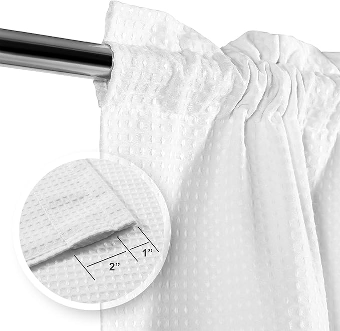 Barossa Design Waffle Weave Half Window Tier Curtains: Small Bathroom Window Curtains Waterproof with 36 inch Length Short Length for Cafe & Kitchen - White, 36"x36" for Each Panel, Set of 2 - Image 3