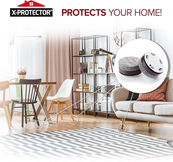 Felt Furniture Pads X-Protector 16 PCS - 1" Felt Pads with Prongs - Premium Felt Chair Pads - Furniture Pads for Hardwood Floors - Chair Floor Protectors for Hardwood- Slide Your Furniture Easily! - Image 7