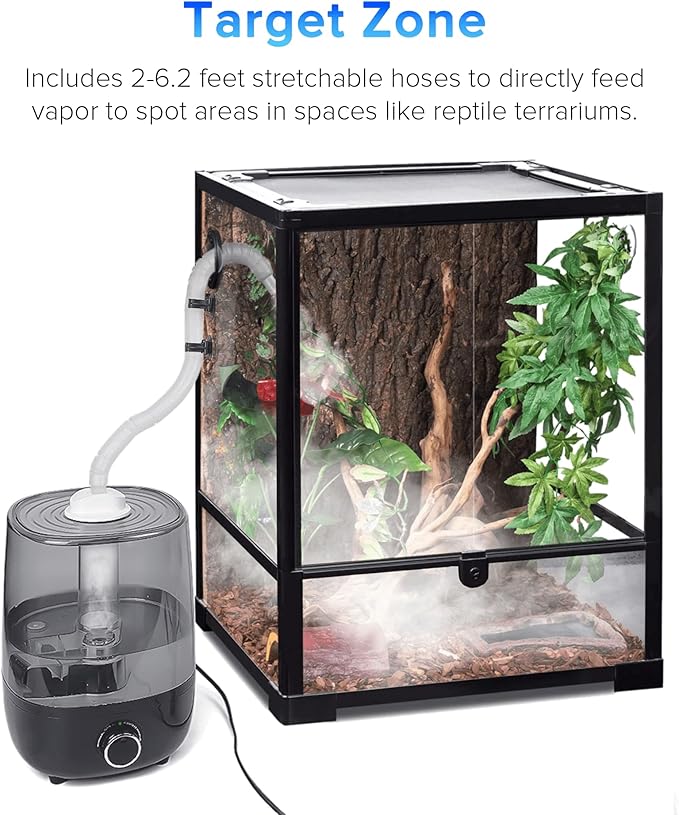 Top fill Reptile Fogger Terrariums Humidifier Fog Machine Mister with 4L Visible Large Tank & Extension Hoses, Suitable for Terrariums & Enclosures, Ideal for Reptiles/Amphibians/Herps/Vivarium/Moss - Image 6