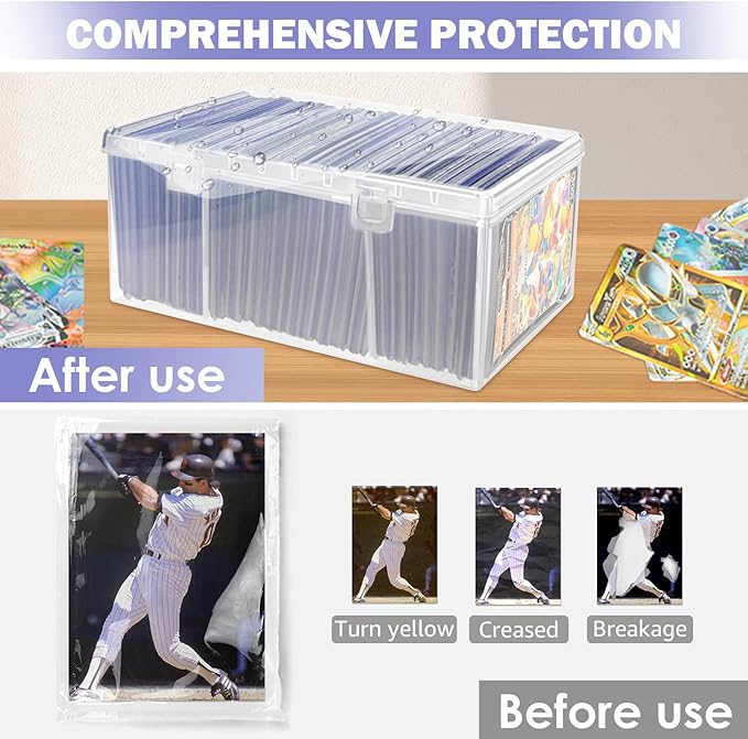 Trading Card Storage Box with 2 Dividers,Toploads Storage Box Plastic Baseball Card Storage Box for 500+ Sports Cards 100+ Top Loads for MTG Magic TCG Yugioh Playing Card Case Holder (2 Pack) - Image 3