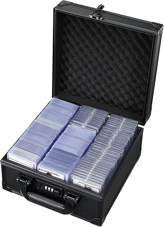 Card Storage Box for 3" x 4" 35pt Toploaders, Sports Cards Case with Lock, Trading Card Storage Box Holds 390 Top Loaders or 99 Magnetic Holders, Card Collection Box for Collectors by Boldblox