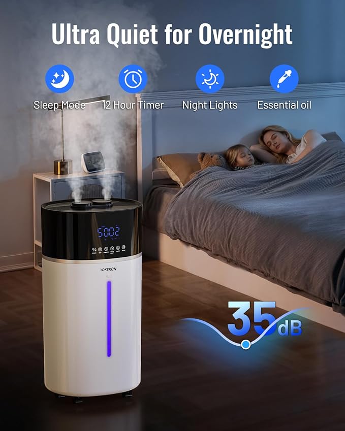 Yokekon Cool and Warm Mist Humidifier Large Room, 4.76Gal/18L Humidifiers for Home 2500 sq ft, Air Humidifiers for Bedroom with Diffuser&Extended Tube, Whole House Humidifiers for Nursery Baby Plants - Image 8