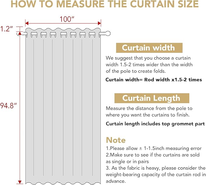 H.VERSAILTEX Blackout Curtains Durable Thick Textured Polyester Blackout Patio Door Curtain Anti Rust Grommet Extra Wide Sliding Door Curtain Panel, W100 x L96 inch - Natural - Image 3