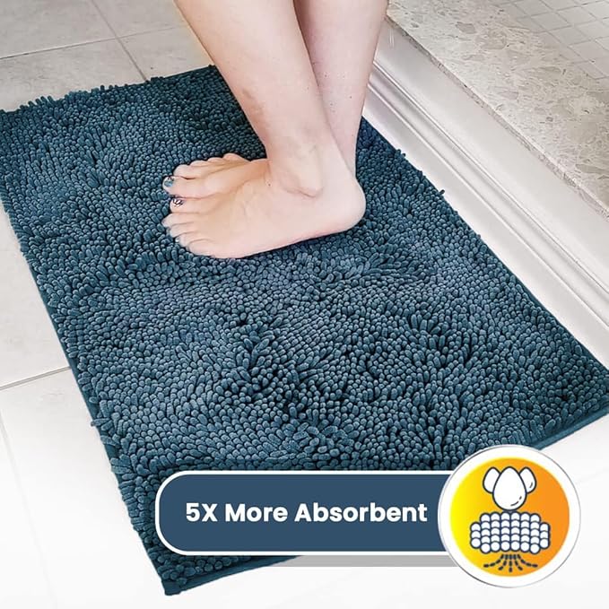 Muddy Mat® Pack of 3 Highly Absorbent Microfiber Dog Door Mat and Pet Rug, Non Slip Thick Washable Area Mat Soft Chenille for Kitchen Bathroom Bedroom and Outdoor - Atlantic Blue Small, Medium & Large - Image 4