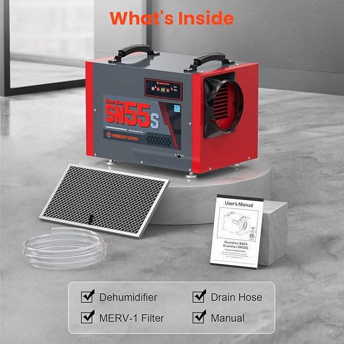 Abestorm Crawl Space Dehumidifier, 120Pint Controls Commercial Dehumidifiers with Drain Hose for Basement, Under House Auto Defrosting Industrial Crawlspace Dehumidifier - Image 8
