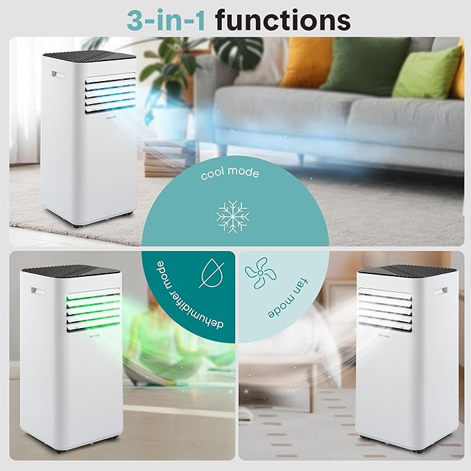 SereneLife Portable Air Conditioner 8,000 BTU with Built-in Dehumidifier - Portable AC unit for rooms up to 350 sq ft - Small AC Unit Remote Control, Window Mount Exhaust Kit - Image 3