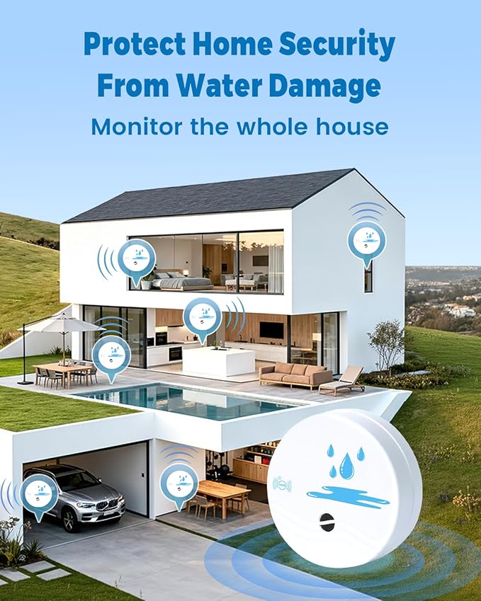 3 Pack Water Leak Detectors for Home, 100dB Waterproof Water Sensor Alarm Leak Detector for Basements, Bathrooms, Laundries, Sinks, and Windows(Battery Included) - Image 7