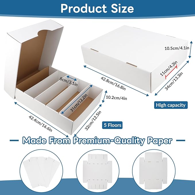 6 Pack Card Storage Box, 3700 Count Trading Card Storage Box White Sports Storage Card Box Organizer Sorting Tray Cards Sleeve Cases Box for Storing Protecting and Organizing Soccer Cards - Image 3