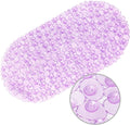 WELTRXE Pebbles Bath Mat Oval Non-Slip Bathtub Mat with Suction Cups, Drain Holes for Bathroom Showers, Tub, Machine Washable, BPA, Latex Free Safe Shower Mats, 27 x 14 Inch, Purple by WELTRXE