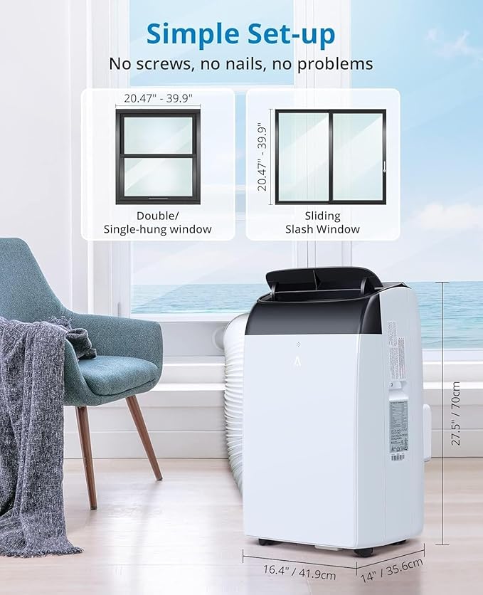 14000 BTU Portable Air Conditioner, 3-in-1 AC Unit with Dehumidifier & Fan, Cools Up to 750 Sq.Ft, Remote Control, 24H Timer & Low Noise Design, Black - Image 2