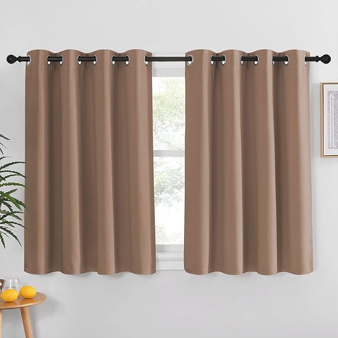 NICETOWN Insulated Blackout Curtain and Drape - Microfiber Energy Saving Thermal Insulated Solid Grommet Blackout Drapery for Kitchen (Single Panel, 52 inches by 54 inches, Cappuccino) by NICETOWN