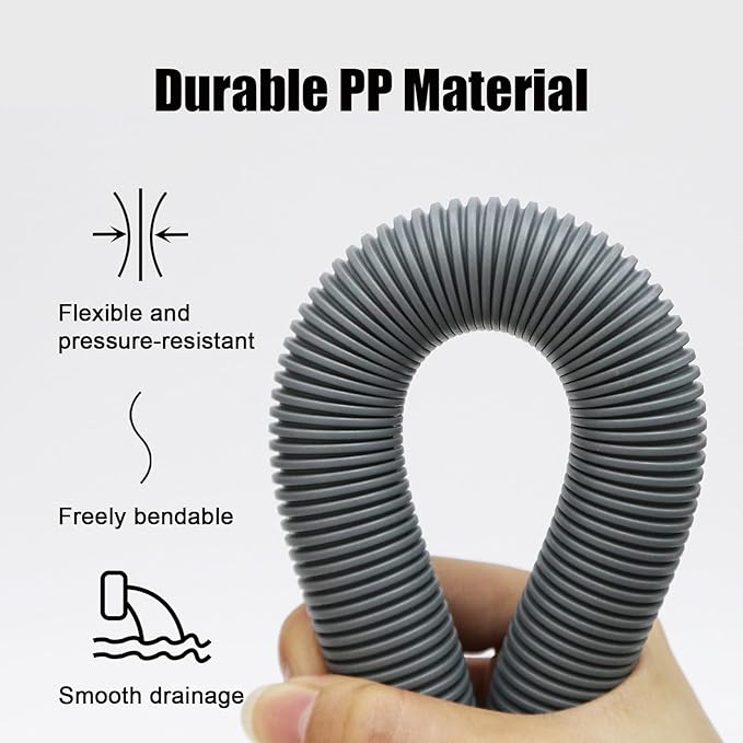 6.56 FT Universal Washing Machine Drain Hose, Drain Hose Extension Kit for Washer, Dishwasher, Dryers, Dehumidifier with 4 Hose Clamps, 1 U-Holder, 1 Adapter, Fit for 0.79-1.5 inch Drain Outlet - Image 3