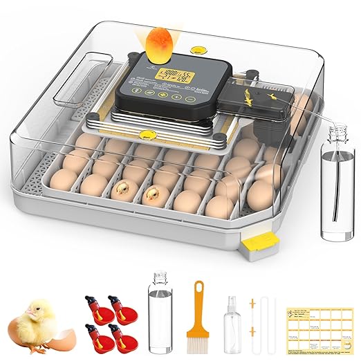 Incubator for Hatching 48 Eggs with Automatic Egg Turning and Humidity Control, Egg Incubator with Temperature, Incubators for Chicken, Ducks, Goose, Quail, Pigeon, Grey by Unknown