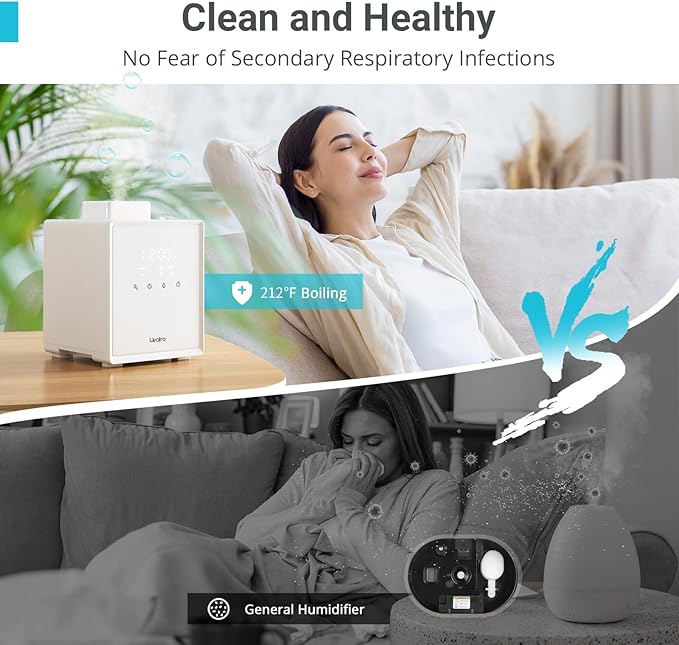 Stainless Steel Humidifier, 3L Warm Mist Humidifier, Easy Clean with Warm Steam Humidifier, Healthy Air Mist Humidifiers for Bedroom Living Room, with Sleep Mode and Auto-off Setting - Image 3
