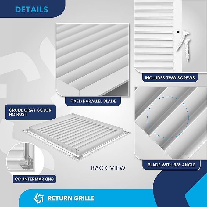 12x14 Inch (Duct Opening) Air Return Vent Cover Decorative – Premium Aluminum AC Vent Cover for Ceiling & Wall, Rustproof Grille, Ideal for Home HVAC Grille, Durable & Easy to Install by ACLAMINAIRE - Image 9