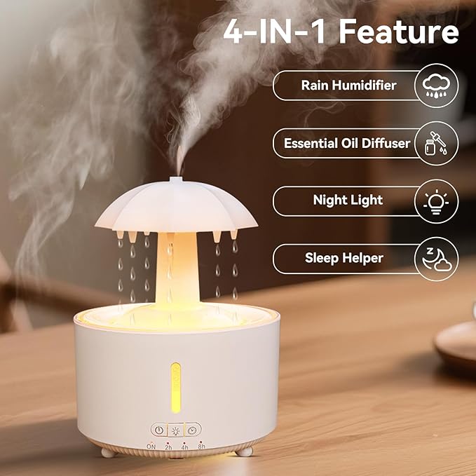 Missfly Aromatherapy Diffuser,Clouds and Cool Mist Humidifier,360° Rotatable,Super Quiet, Easy to Fill & Clean, Auto Shut-Off,300ml Humidifiers for Bedroom Home and Office (White) - Image 5