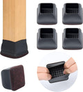 Ezprotekt 24 Pcs Square Chair Leg Floor Protectors for Hardwood Floors, Silicone Felt Furniture Pads, Table Chair Leg Cups Covers, Bar Stools Leg Protectors Caps (XL Fit: 1.5" - 2", Black) by VisittheEzprotekt