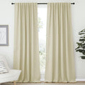 NICETOWN Farmhouse Curtains for Bedroom, Room Darkening Curtains with Rod Pocket and Back Tab, Home Decoration (Beige, 70" Wide x 95" Long, 1 Pair) by NICETOWN