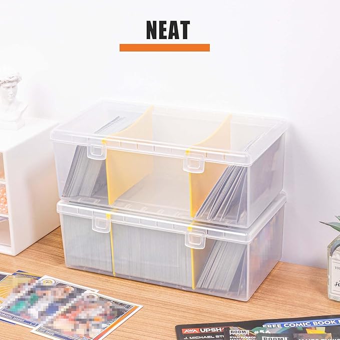 400 Count Plastic Trading Card Storage Box with Dividers, Baseball Card Storage Box, Sports Cards Holder Organizer - 1 PACK - Image 5