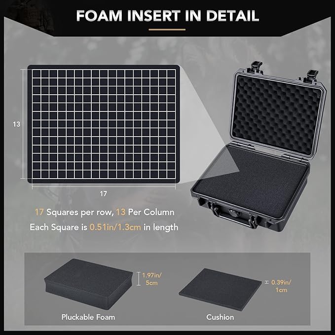 Lykus HC-2510 Waterproof Hard Case with Foam, Interior Size 9.8x7.5x3.7 inch, Suitable for Osmo Pocket/Action/Mobile, Insta360 X5/Ace Pro/Go, GoPro Hero, Coins, Small Electronics and More - Image 7