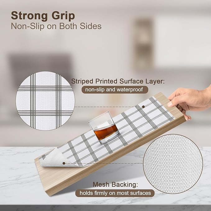 OcePor Non-Adhesive Drawer and Shelf Liner 12IN x 30FT，Non Slip Cabinet and Cupboard Liner, Kitchen Cabinet Liners for Shelves, Waterproof Drawer Shelf Liners for Cabinets/Bathroom Cupboard, Stripe - Image 2