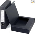 HUA JIE 2 Pack A4 Storage File Boxes Archives Case,65mm Spine,Box File Document Storage Box for Office School -Black by HUA+JIE