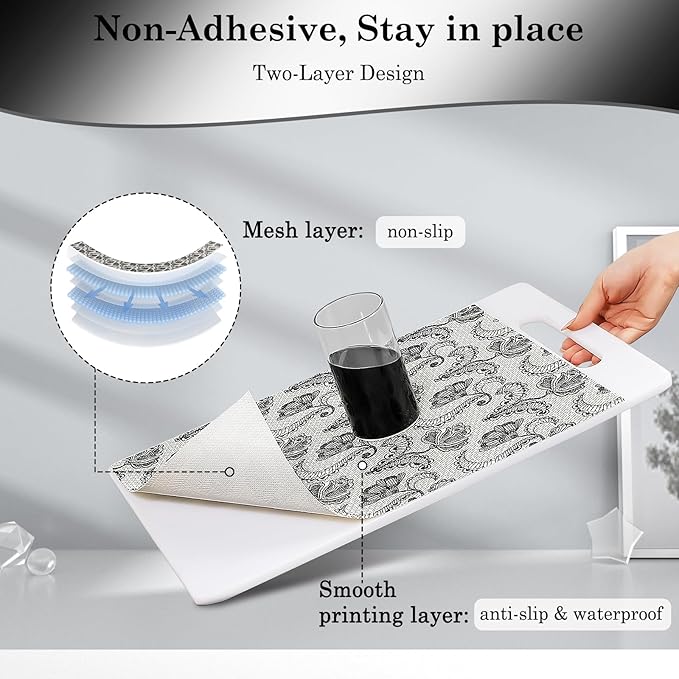 Drawer and Shelf Liner, Non-Slip Kitchen Cabinet Liners Non-Adhesive Thick Strong Grip Waterproof Washable Mats Protect Dresser Shelves Cupboard Bathroom Cabinets, Boho: Floral, 18 in X 10 FT - Image 3
