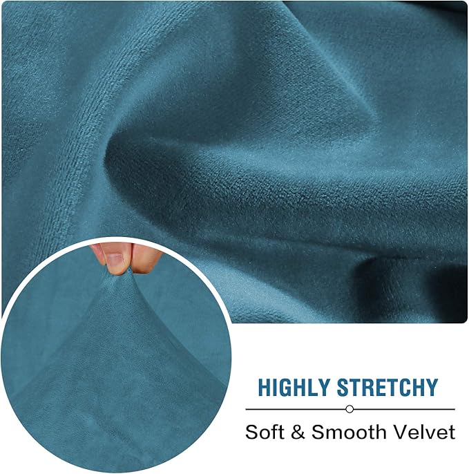 H.VERSAILTEX Velvet Stretch Couch Cushion Cover Plush Cushion Slipcover for Chair Cushion Furniture Protector Seat Cushion Sofa Cover (1 Piece Armchair Cushion Covers, Peacock Blue) - Image 5