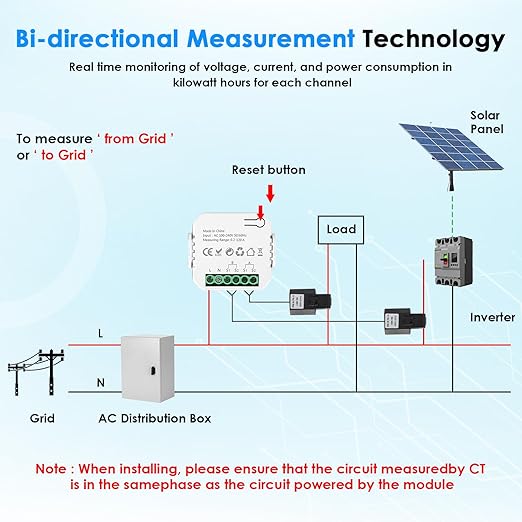 Smart Home Energy Monitor 2×120A, Dual-Channel Real-Time Electricity Usage Monitoring for Household Power, WiFi Energy Meter with App Control, Compatible with Tuya/Smart Life - Image 6