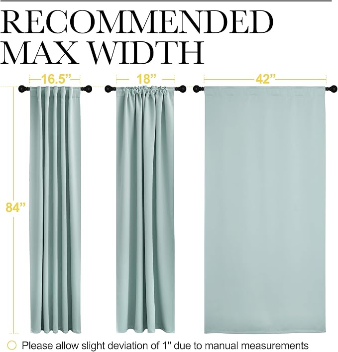 NICETOWN Blackout Curtain Panels Window Draperies - (Aqua Blue Color) 42-Inch Wide x84-Inch Long, 2 Pieces, Home Decoration Light & Noise Reducing Window Covering Room Darkening Drapes for Bedroom - Image 7
