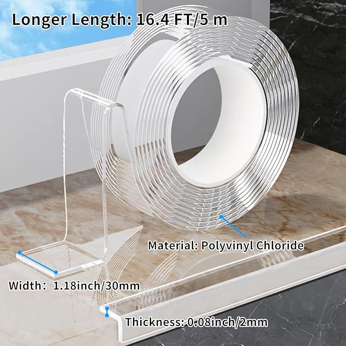 1.18 in x 16.4 FT,Clear Edge Corner Protector Baby Proofing with 6 Corners,Self Adhesive Protective Bumper Guards for Cabinet Door Desk Glass Table Bed Furniture,Kitchen Countertop - Image 2