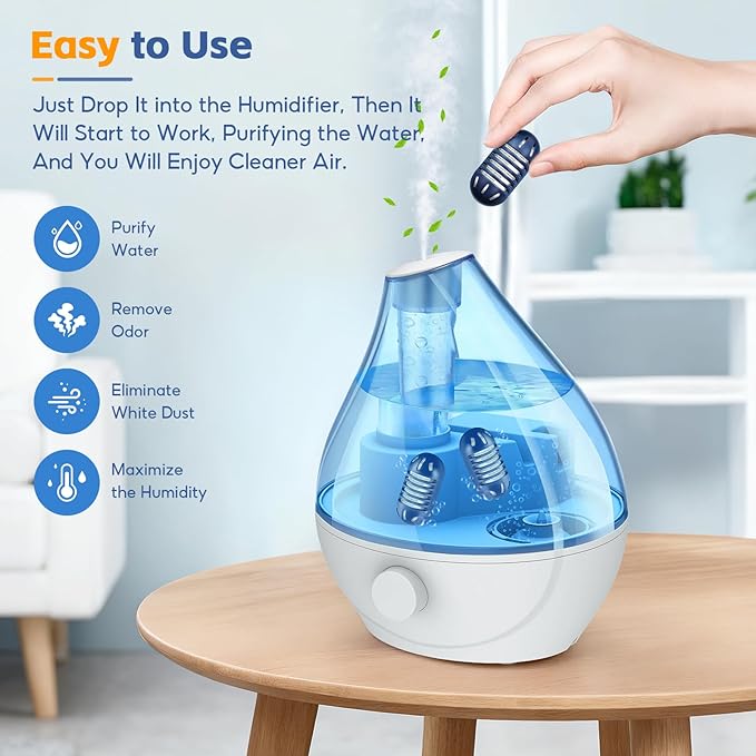 20-Pack Demineralization Cartridge for HoMedics Ultrasonic Humidifiers, Reduce White Dust, Pufifies Water, Filters Mineral Deposits, Prevents Hard Water Build-Up - Image 4