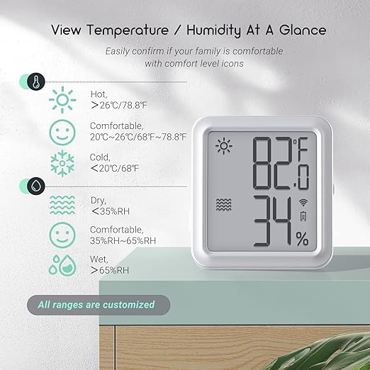 INKBIRD WiFi Thermometer Hygrometer, Indoor Temperature Sensor IBS-TH3-PLUS with Electronic Display, Humidity Monitor with App Alert 1 Year Data Storage Export, Digital Remote Monitor for Room - Image 3