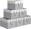Storage Bins, 6-Pack Large Storage Box with Rope Handles, Collapsible Storage Basket for Organizing Books,Clothes,Rhombic Grey by StorageTastic