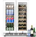 24 Inch Dual Zone Wine and Beverage Refrigerator - Under Counter Built-in/Free Standing Beverage Cooler with Glass Door,Beverage Fridge with Large Capacity, Advanced Cooling System, White by Velieta-SpecialistinFridge