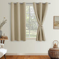 Hiasan Short Blackout Curtains for Bedroom - Thermal Insulated & Light Blocking Window Curtains for Living Room, 2 Drape Panels Sewn with Tiebacks, Taupe, 38 x 45 Inch by Hiasan