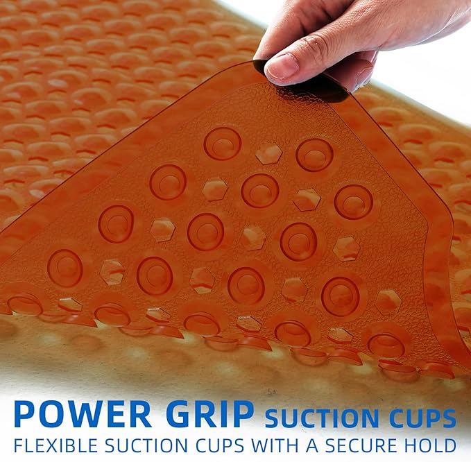 ZHICHENG Bath Tub and Shower Mats, Non-Slip 39 x 16 Inch Extra Long Bath Mat, Machine Washable Bathtub Mat with Drain Holes, Suction Cups for Bathroom (Colour Brown) - Image 2