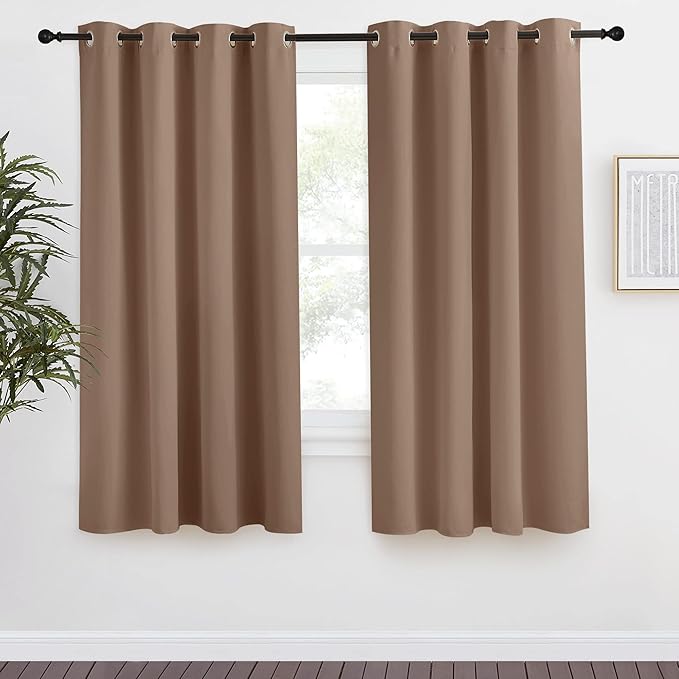 NICETOWN Grommet Top Blackout Curtain Panel, 55 inches Wide by 68 inches Long, 1 Piece, Cappuccino Color, Thermal Insulated Room Darkening Drape for Villa/Apartment/Rental Room by NICETOWN