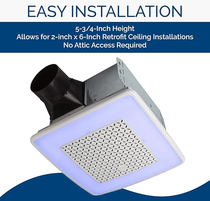 Broan-NuTone AER110RGBL ChromaComfort 110 CFM Ventilation Fan with 24 Color Selectable LED, 1.5 Sones, ENERGY STAR Certified, White - Image 4