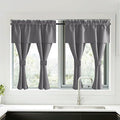 NICETOWN Short Curtains with Attached Valance for Small Window, Thermal Insulated Rod Pocket Room Darkening Curtains for Living Room, 52" Wide x 45" Long, 2 Panels, Grey by NICETOWN