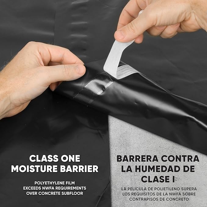 ROBERTS 70-115 Moisture Barricade Underlayment Film, for Vinyl, Laminate SPC, Engineered Wood Floors, 6 mil. Thick, Polyethylene, 120 Sq. Foot Roll, Black - Image 5